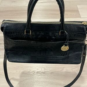 Brahmin Asher Melbourne Medium Black Anywhere Tote Handbag Purse Gold Tone